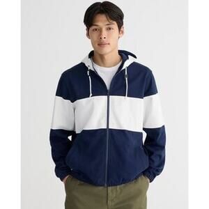 J. Crew Navy and White Men's Zip Hoodie